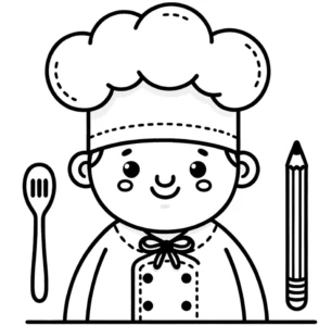 malvorlage-kleiner-koch-mit-holzloeffel-und-stift