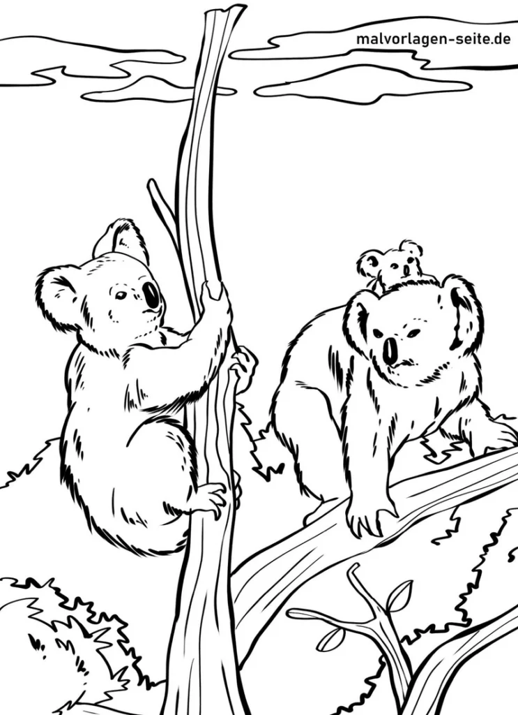 malvorlage-koalas-am-baum-stamm