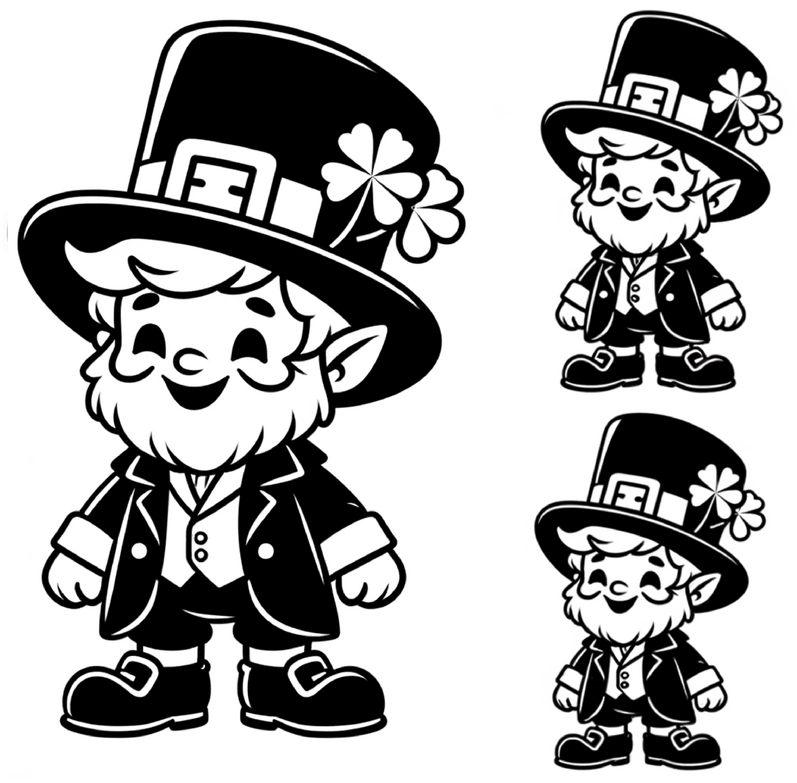 malvorlage-kobold-mit-hut-und-kleeblatt