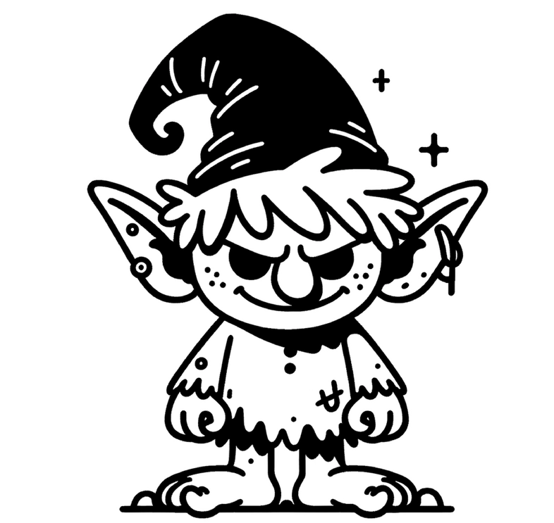 malvorlage-kobold-mit-spitzen-hut