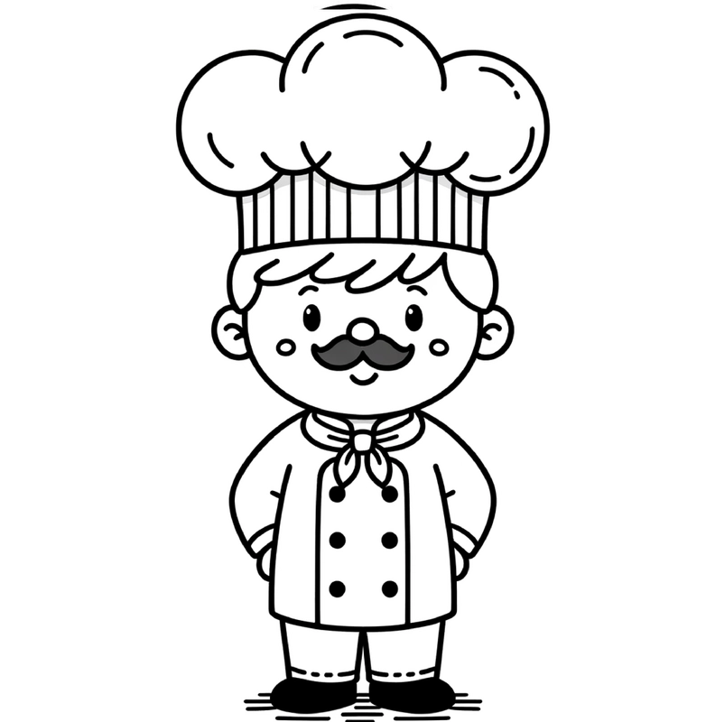 malvorlage-koch-grosse-muetzen-ausmalbild