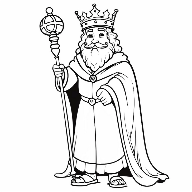 malvorlage-koenig-mit-zepter-in-majestaetischer-robe