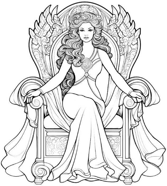 malvorlage-koenigin-auf-thron