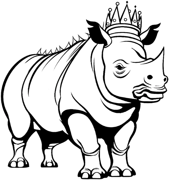 malvorlage-koenigliches-nashorn-mit-krone