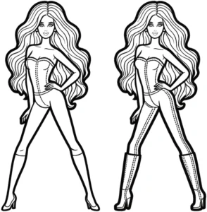 malvorlage-kreative-figuren-im-modischen-outfit