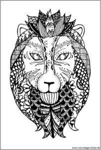 malvorlage-kreativer-loewe-mit-mustern