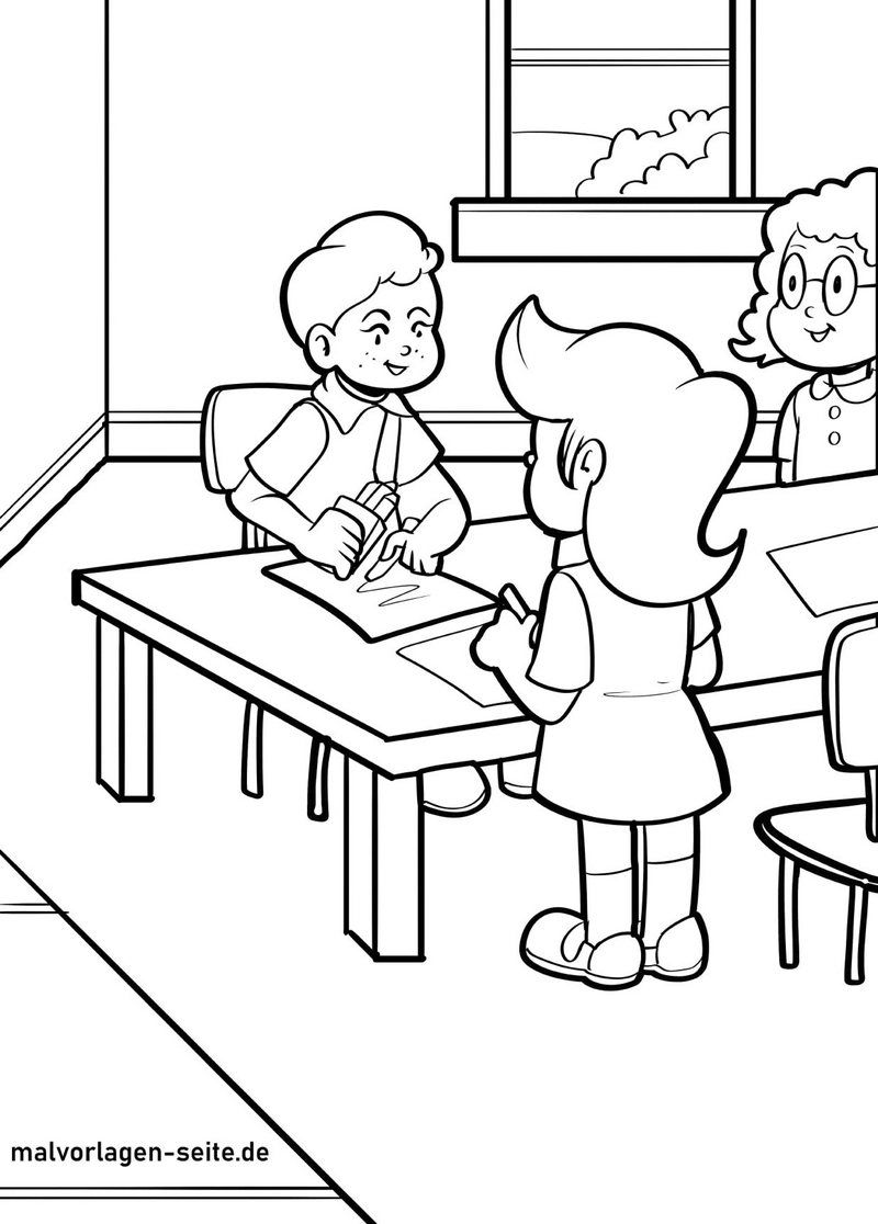 malvorlage-kreatives-klassenzimmer-mit-kindern