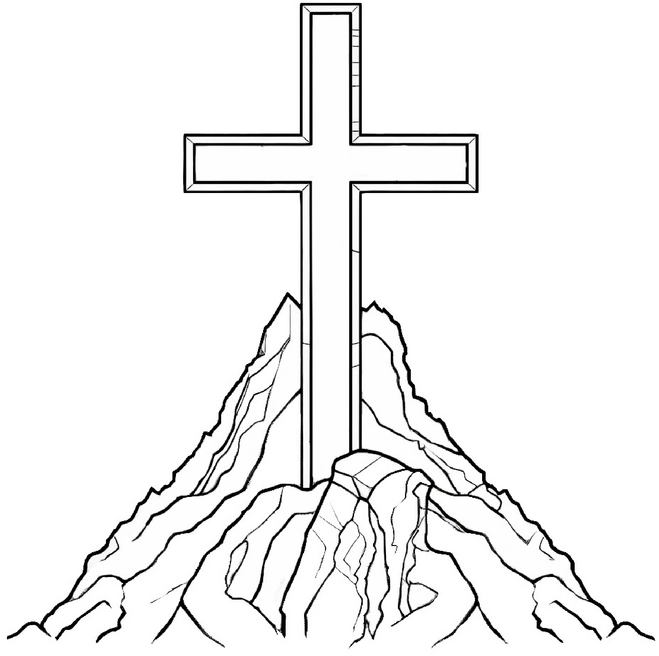 malvorlage-kreuz-auf-berg