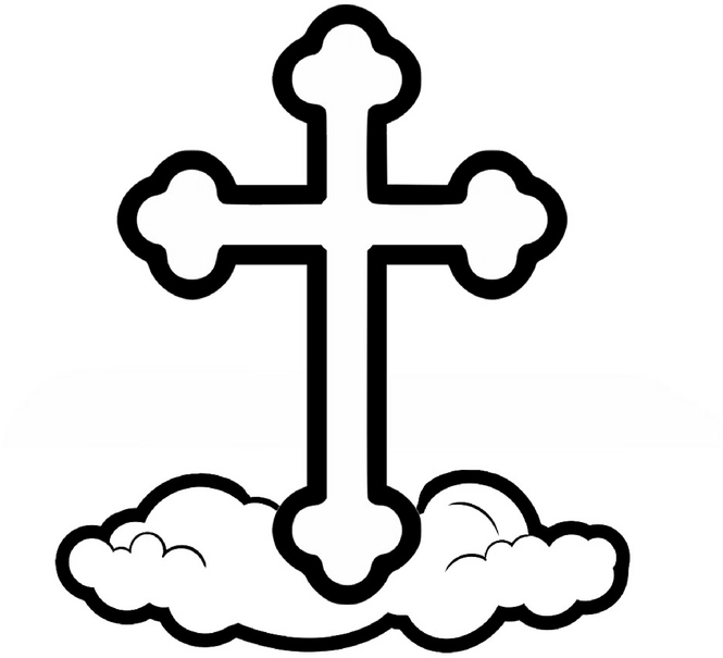 malvorlage-kreuz-auf-wolke-als-symbol-der-religion