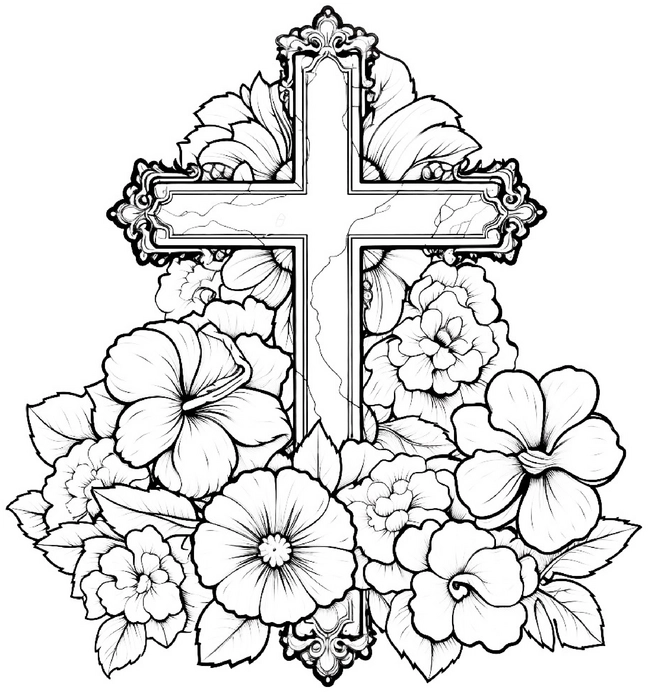 malvorlage-kreuz-blumenmotive-zum-ausmalen