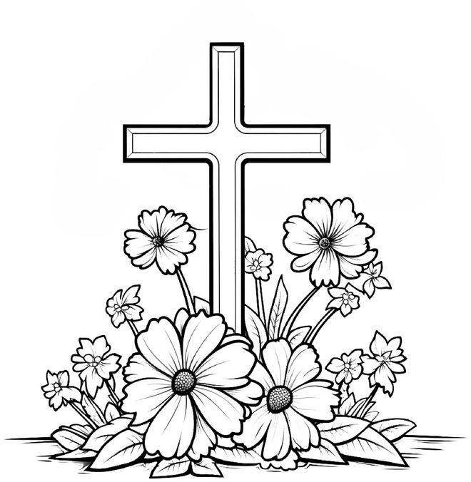 malvorlage-kreuz-mit-blumen