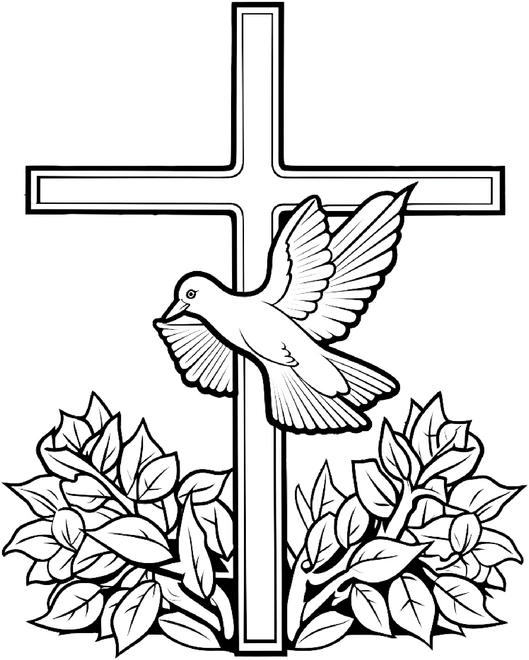 malvorlage-kreuz-mit-vogel-und-pflanzen