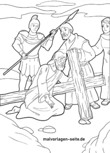 malvorlage-kreuzigung-historische-szene-mit-figuren