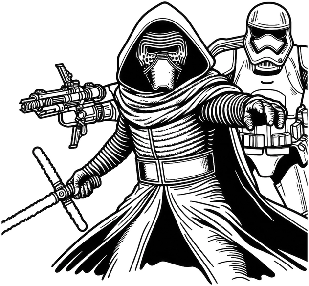 malvorlage-krieger-und-begleiter-im-science-fiction-stil