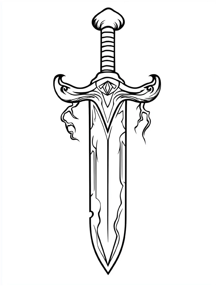 malvorlage-kriegerschwert-kunstvolle-verzierungen