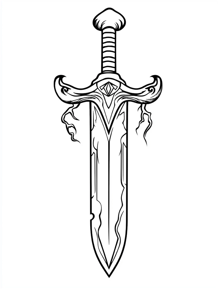malvorlage-kriegerschwert-mit-verzierungen-und-magischen-elementen