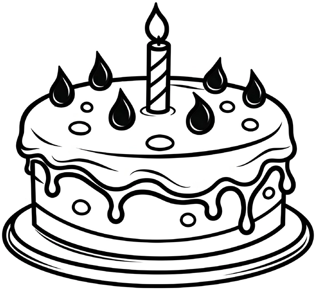 malvorlage-kuchen-mit-kerze-und-verzierung