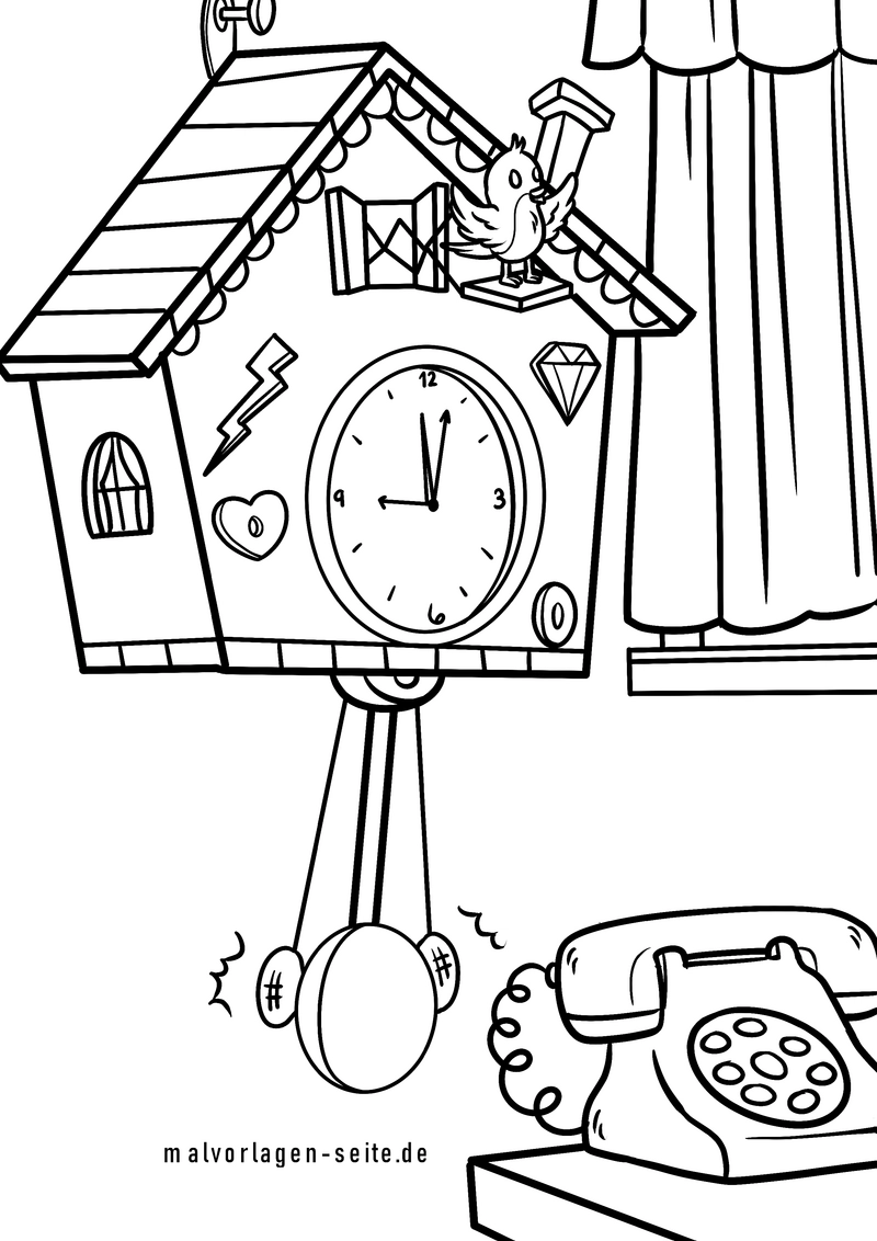 malvorlage-kuckucksuhr-vogel-und-symbole