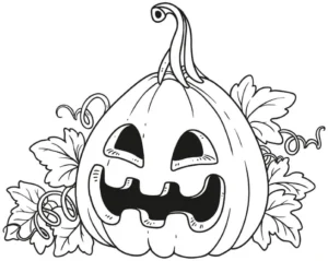malvorlage-kuerbis-halloween-mit-blaettern