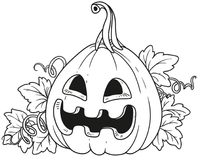 malvorlage-kuerbis-halloween-mit-blaettern