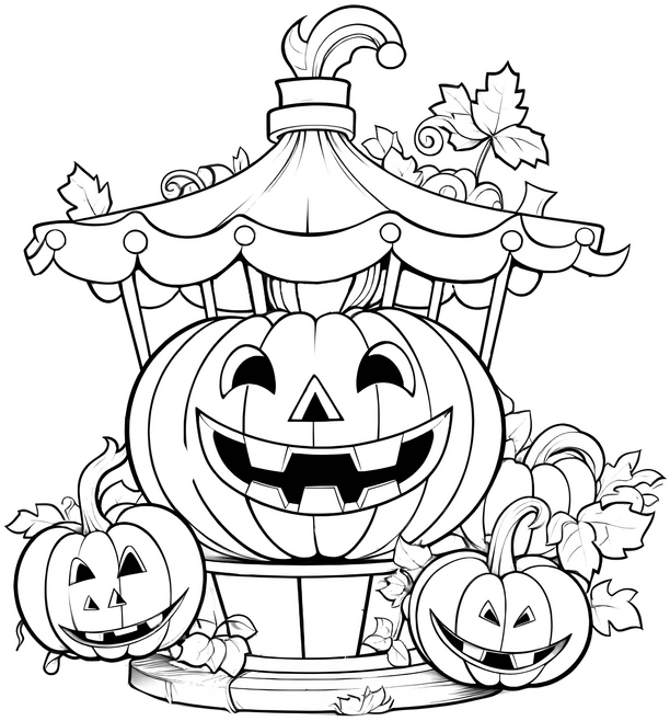 malvorlage-kuerbis-karussell-halloween