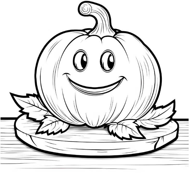 malvorlage-kuerbis-mit-gesicht-auf-holzbrett