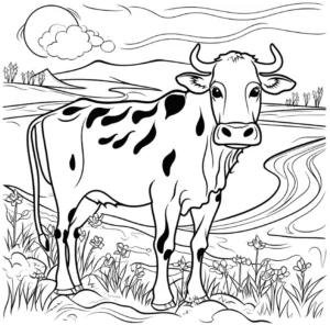 malvorlage-kuh-auf-dem-bauernhof-naturmotiv