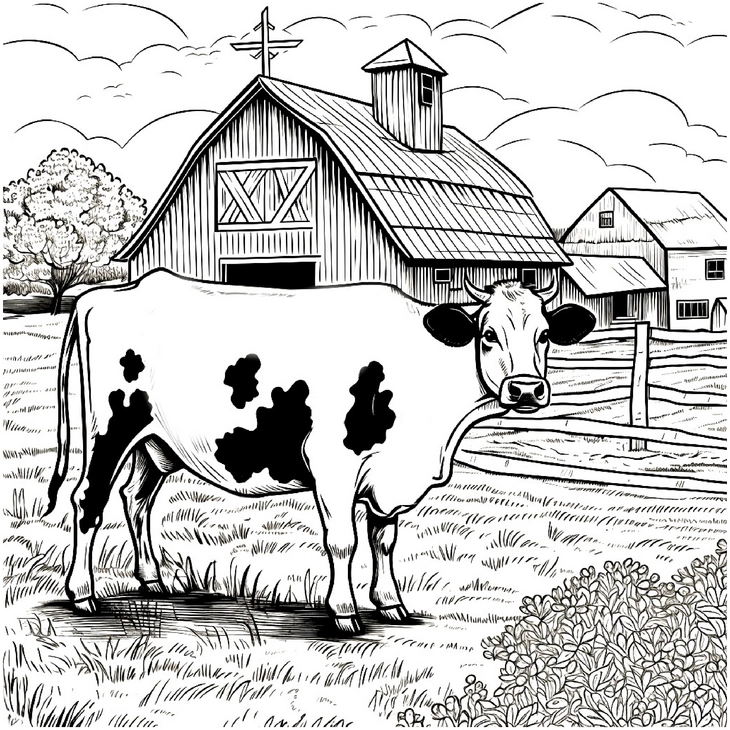 malvorlage-kuh-auf-dem-bauernhof