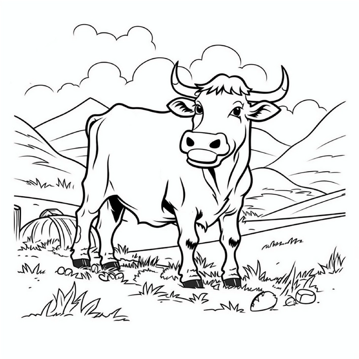 malvorlage-kuh-in-der-natur