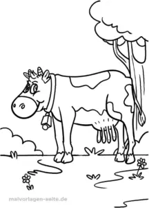 malvorlage-kuh-in-der-natur