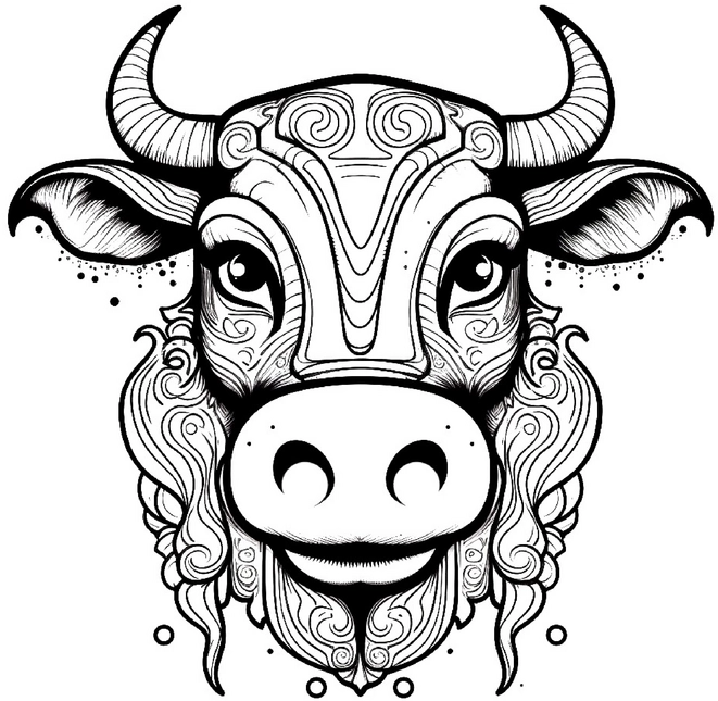 malvorlage-kuhkopf-mit-kreativen-mustern