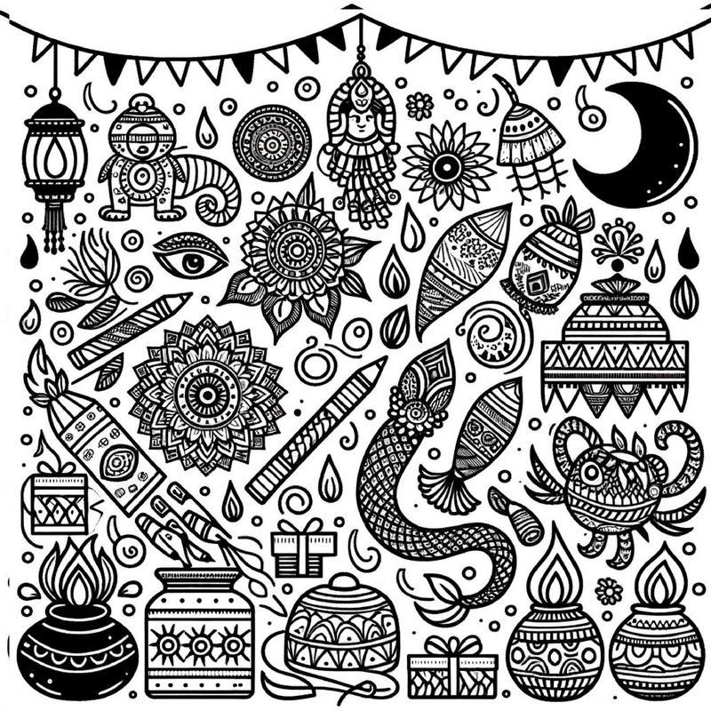 malvorlage-kulturelle-symbole-und-muster-ausmalen