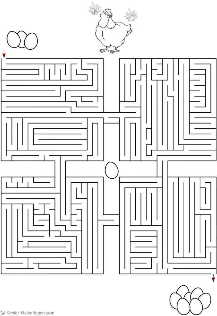 malvorlage-labyrinth-henne-eier-ausmalen