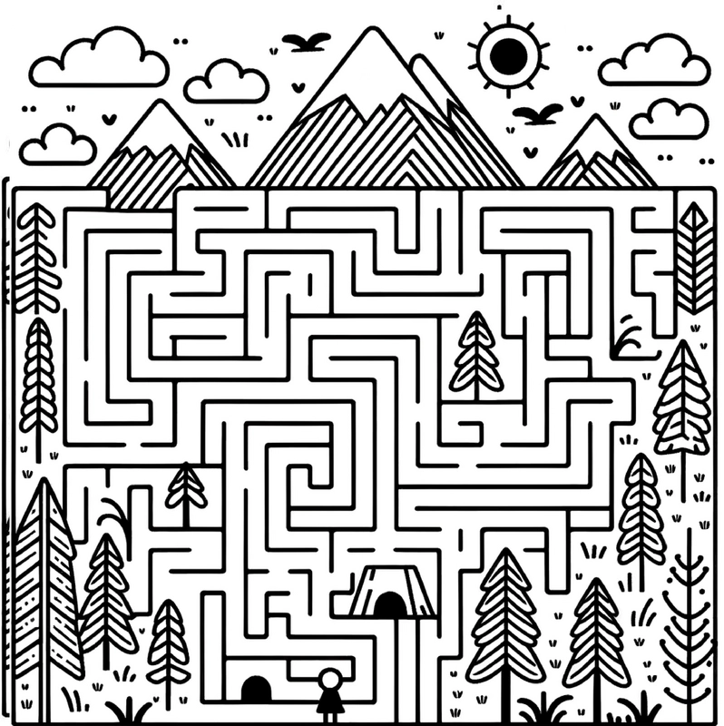 malvorlage-labyrinth-in-den-bergen-zum-ausmalen