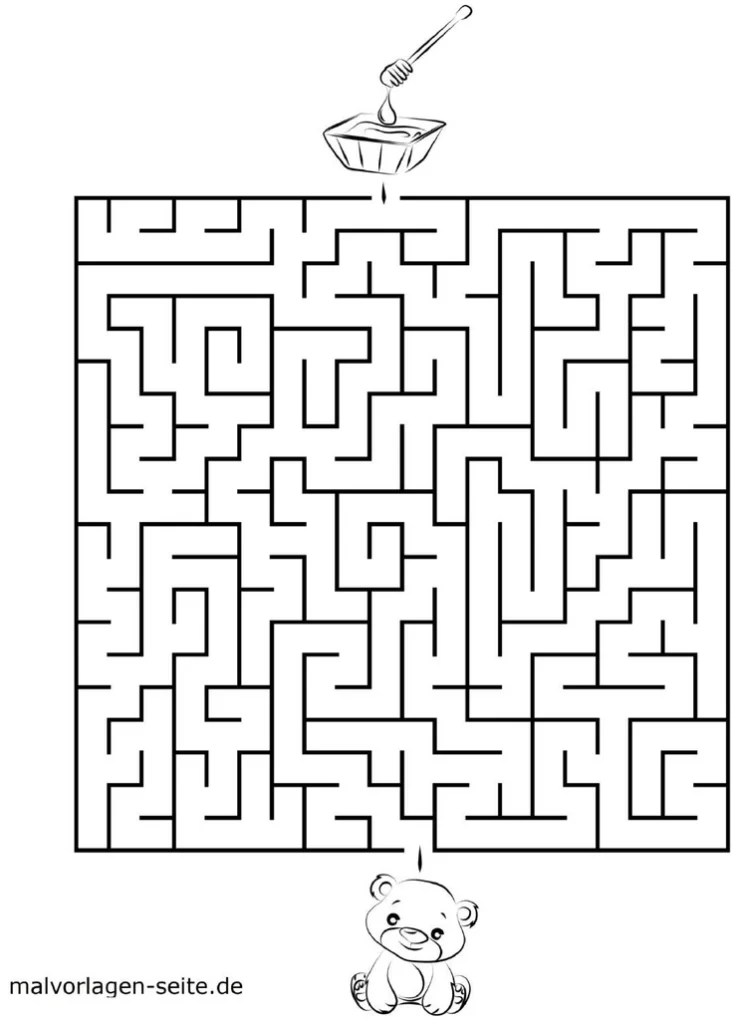 malvorlage-labyrinth-mit-baeren-und-honigtopf