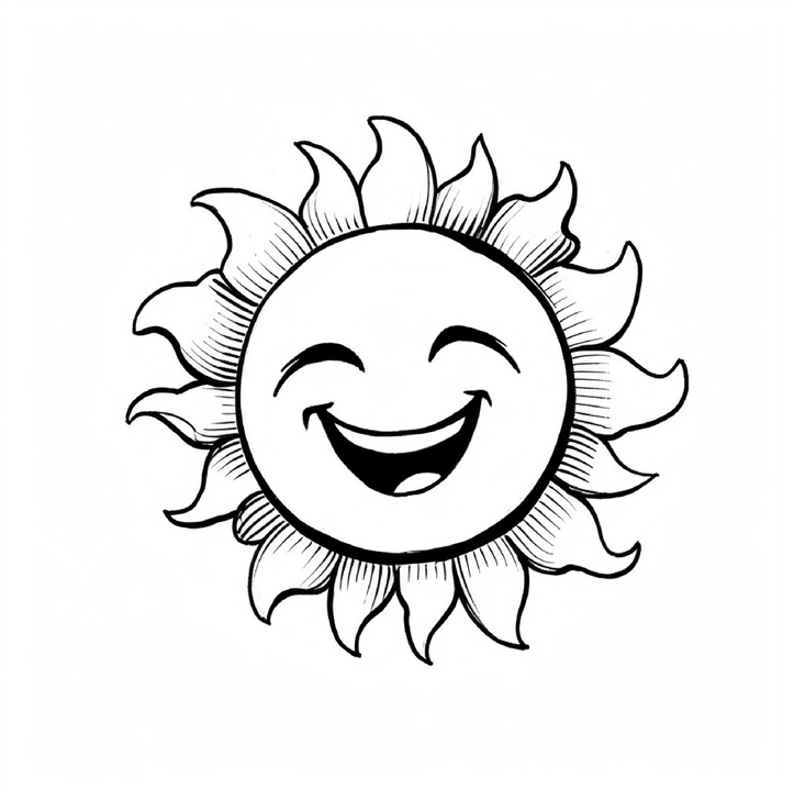 malvorlage-laechelnde-sonne-mit-kreativen-ausmalmoeglichkeiten
