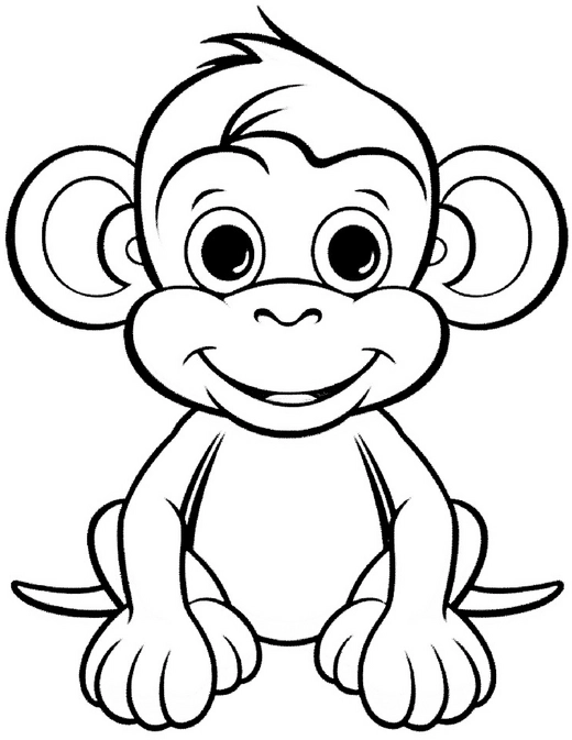 malvorlage-laechelnder-affe-zum-ausmalen