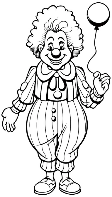 malvorlage-laechelnder-clown-mit-luftballon