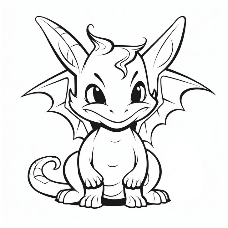 malvorlage-laechelnder-drache-kreativitaet-foerdern