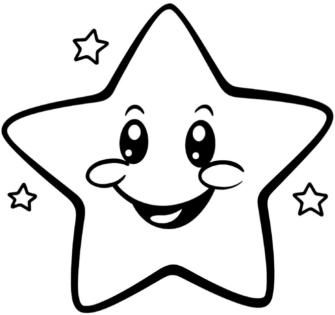 malvorlage-laechelnder-stern-mit-sternen