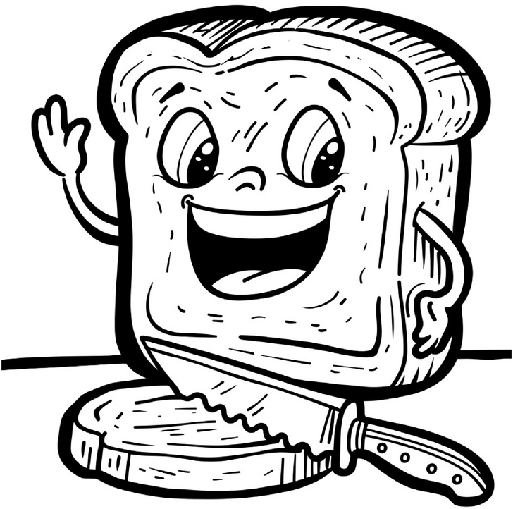 malvorlage-laechelndes-toastbrot-mit-messer
