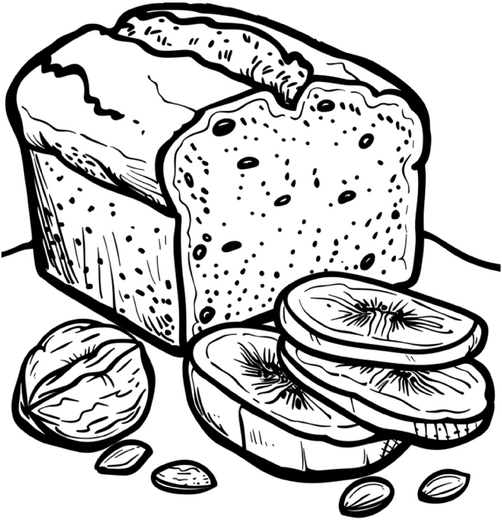 malvorlage-laibbrot-mit-bananen-und-nuessen