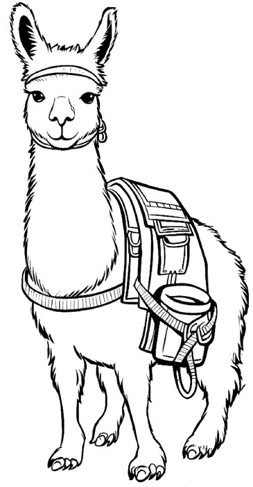 malvorlage-lama-mit-rucksack