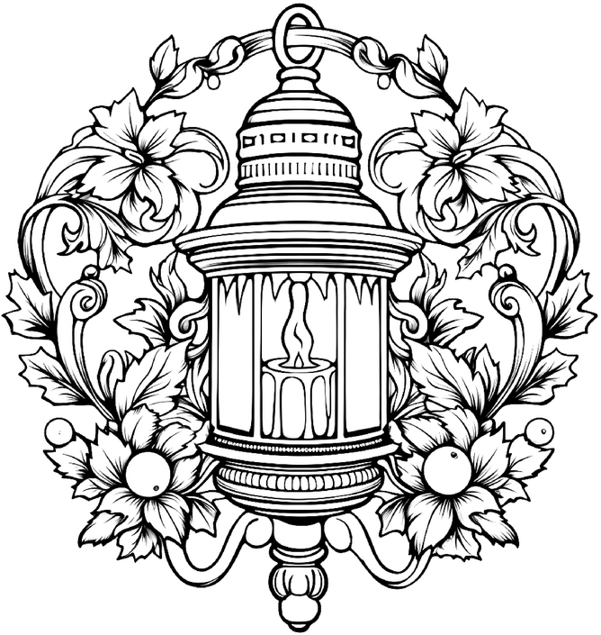 malvorlage-laterne-blumenrahmen