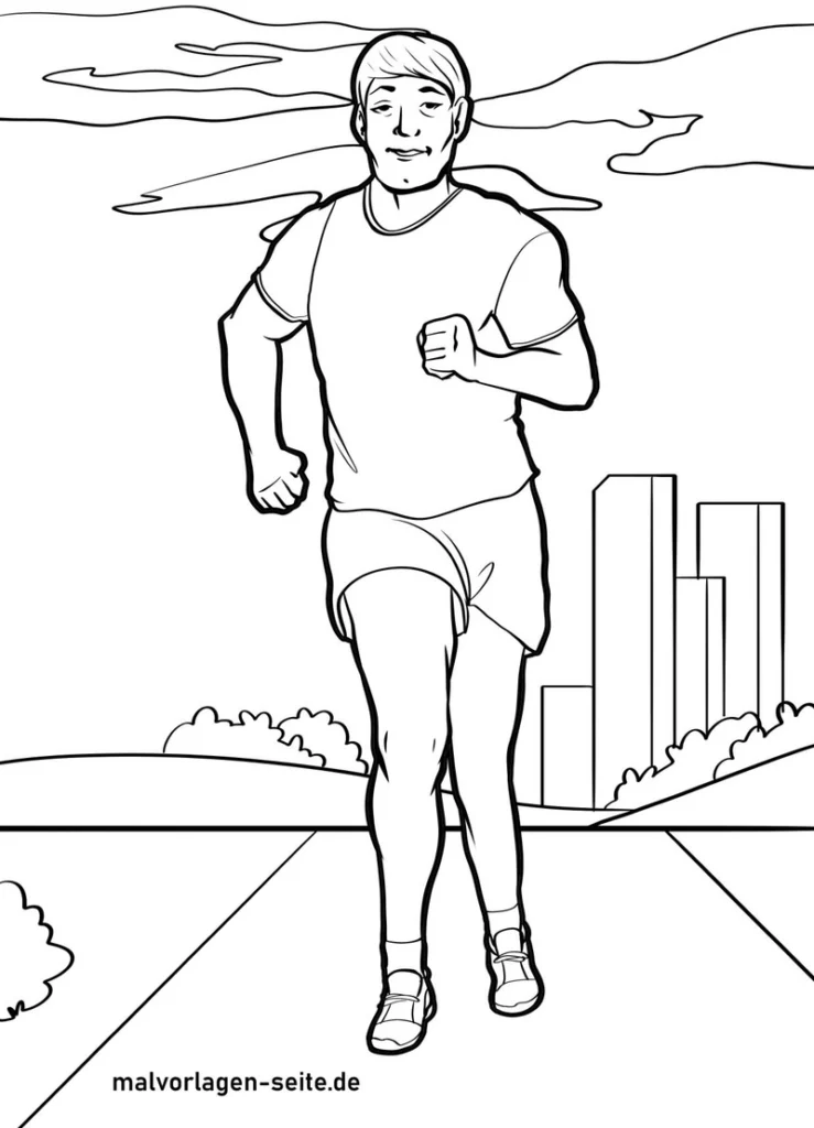 malvorlage-laufender-mann-in-urbaner-umgebung