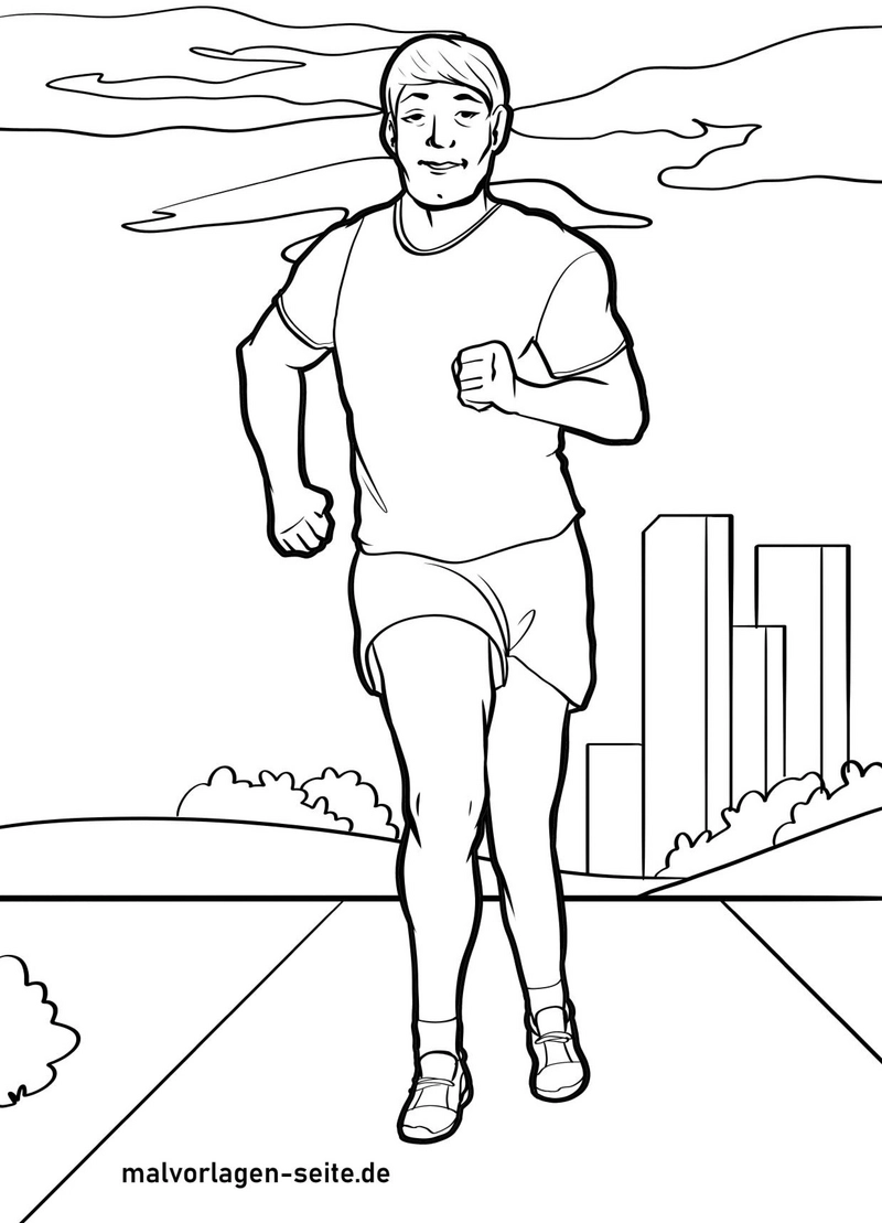 malvorlage-laufender-mann-in-urbaner-umgebung