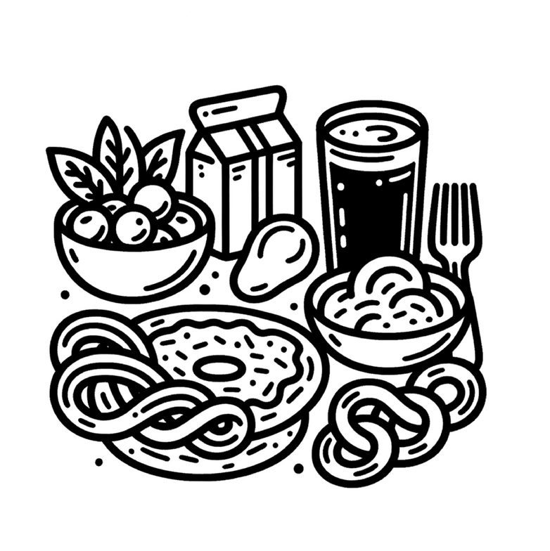 malvorlage-lebensmittel-obst-pasta-ausmalen