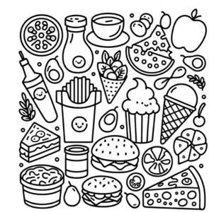 malvorlage-lebensmittel-vielfalt-zum-ausmalen