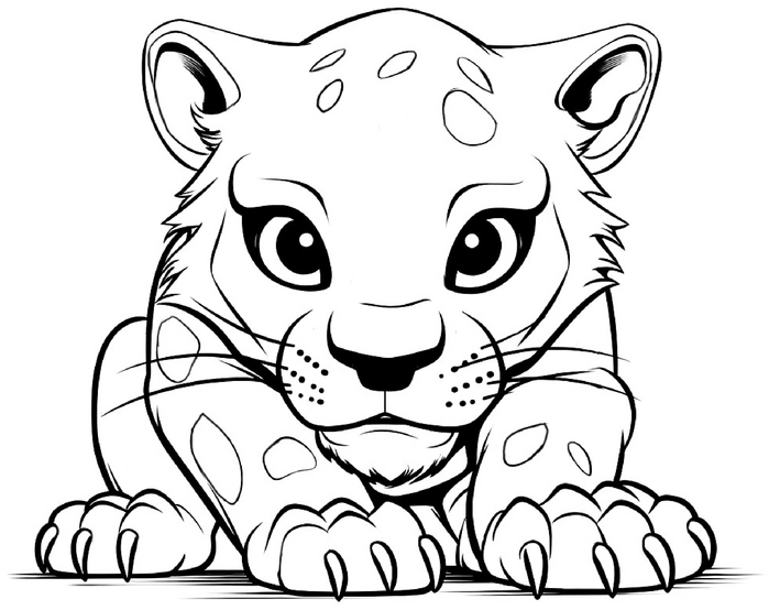 malvorlage-leopard-jungtier-mit-grossen-augen
