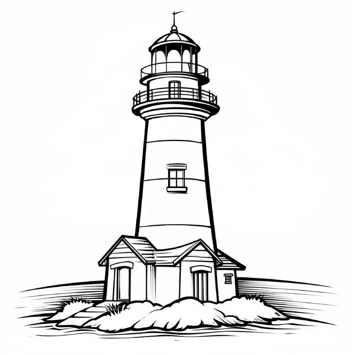 malvorlage-leuchtturm-auf-insel-und-meer